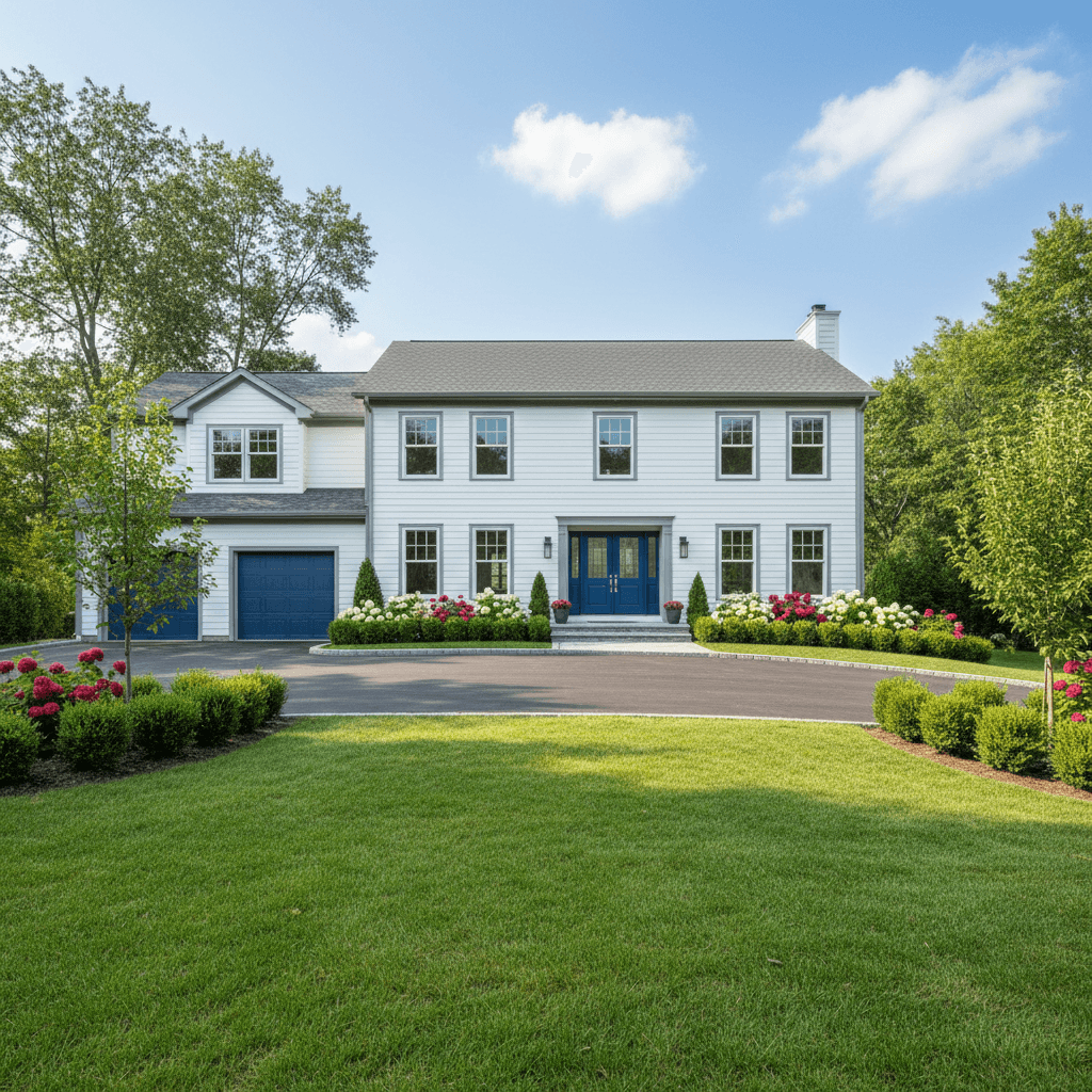 Exterior house restoration with full repainting