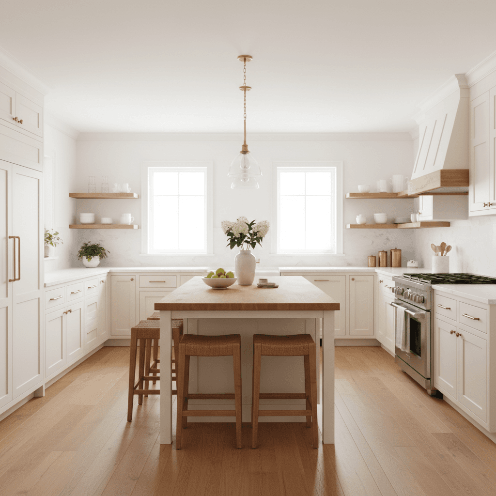 Fully restored kitchen with fresh white walls