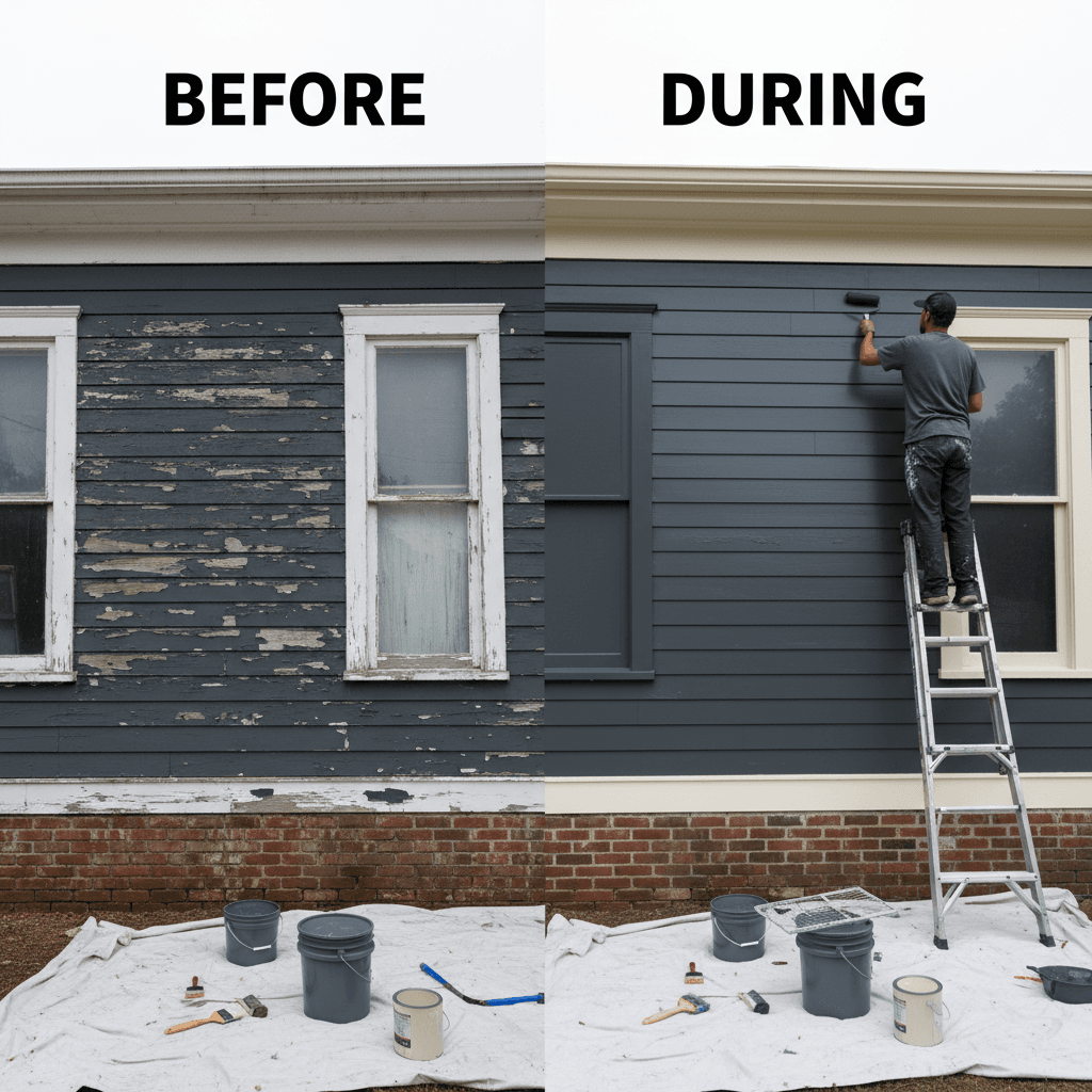 Exterior house painting restoration
