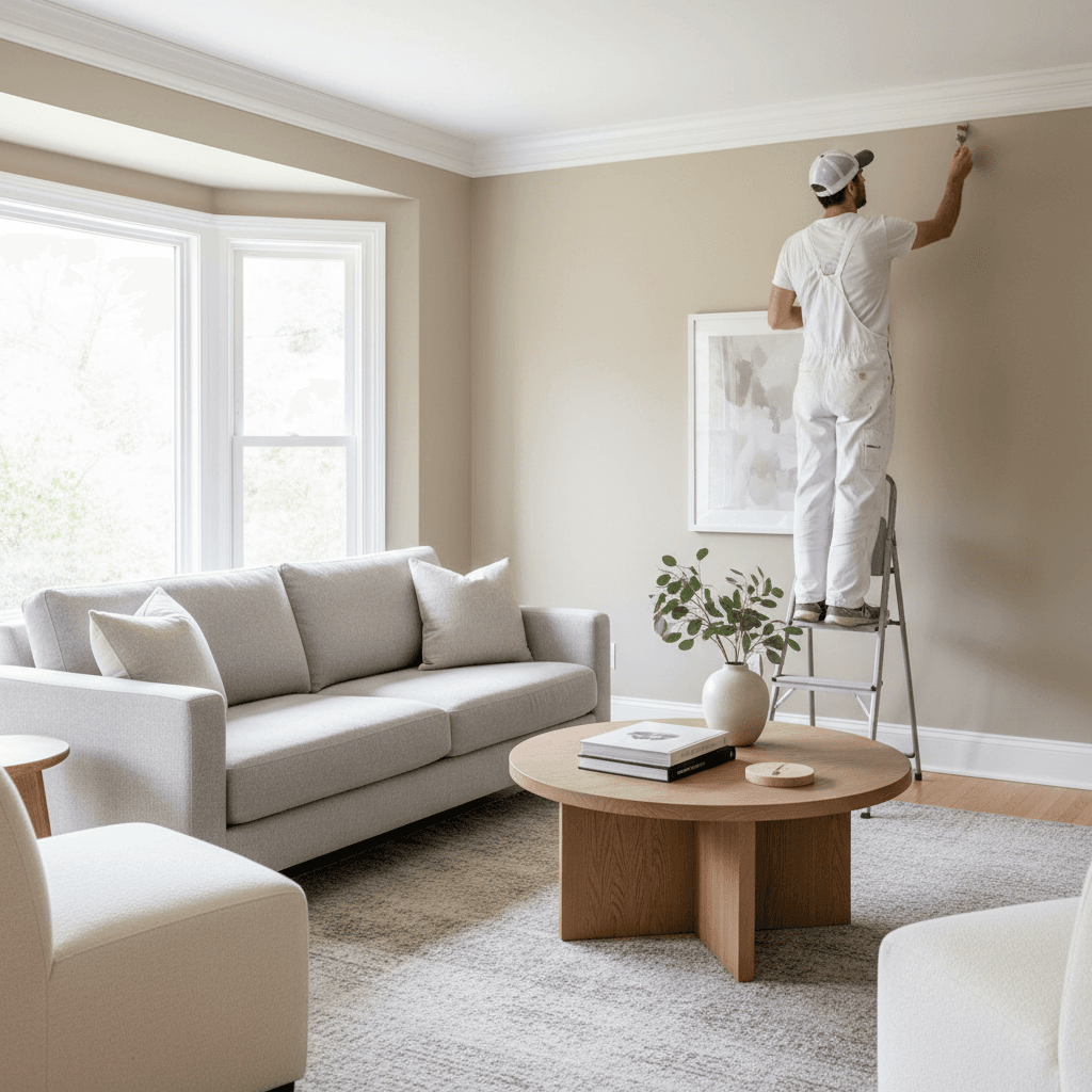 Interior painting restoration in living room