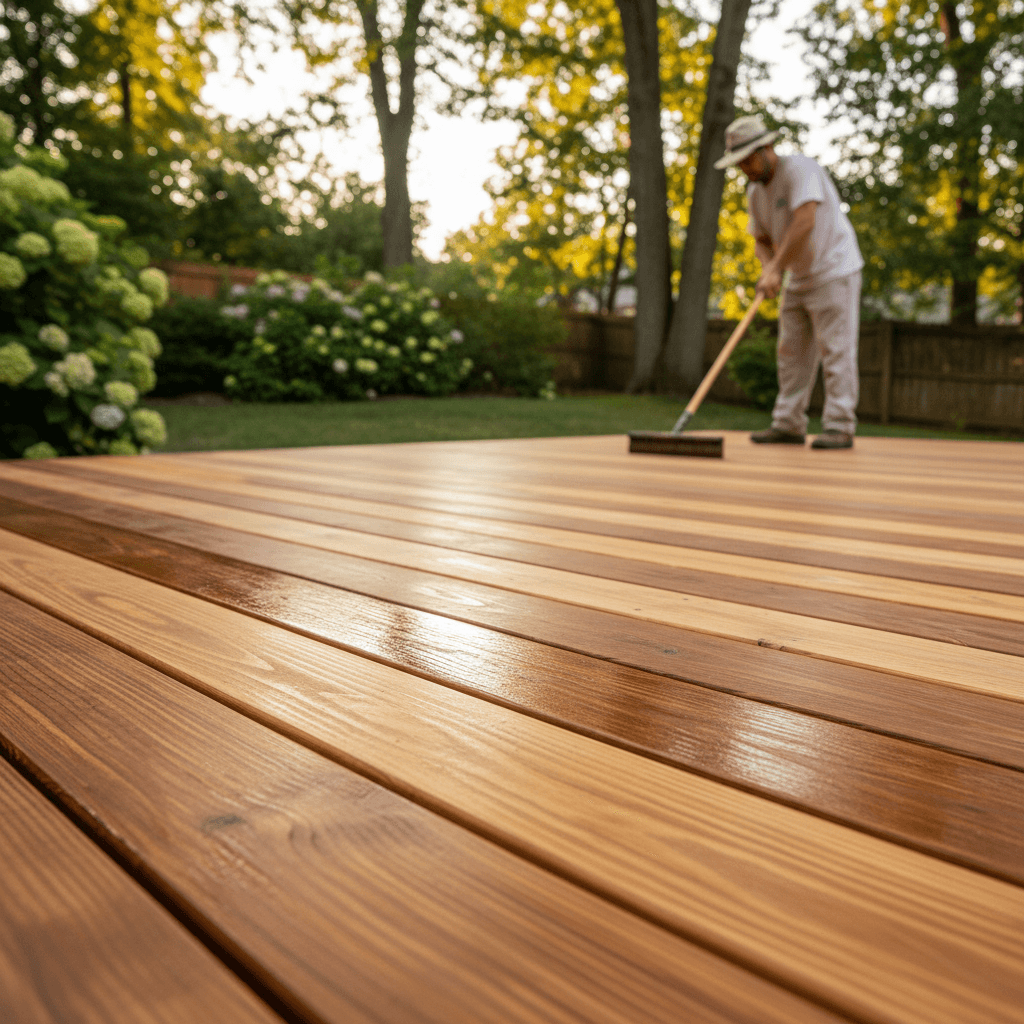 Deck staining and sealing